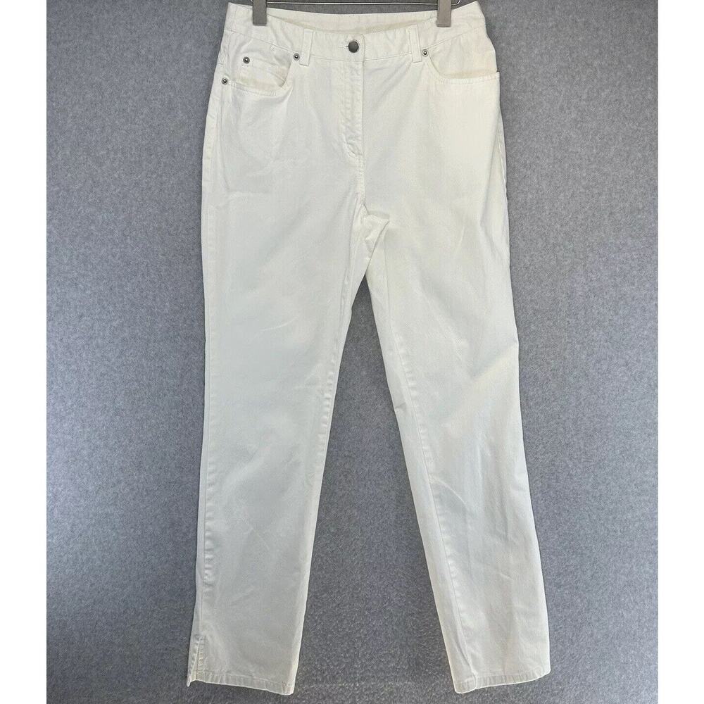 Shape Fx Womens Jeans Size 10 White 5-Pocket Side Slit Ankle Stretch *Defect*